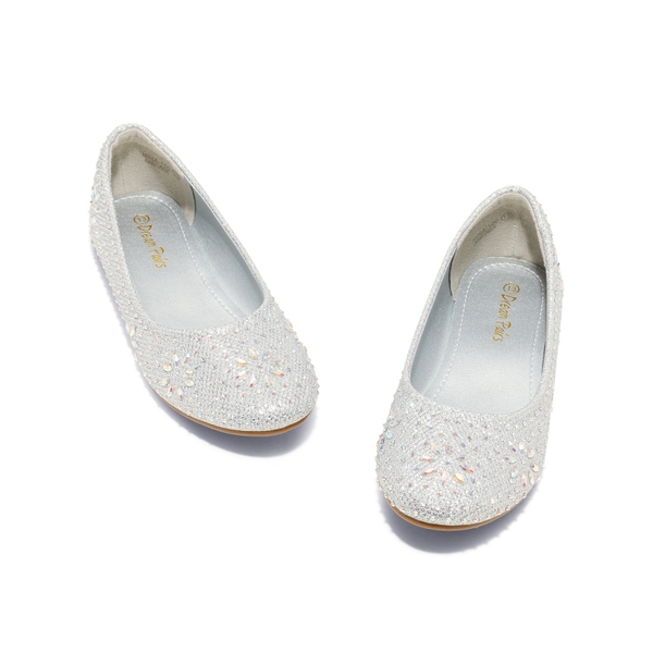 Girl's Comfortable Ballerina Flats - SILVER GLITTER - 4